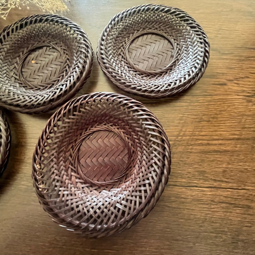 天然素材竹製編 春夏-秋用網目茶托5枚 コースター その他