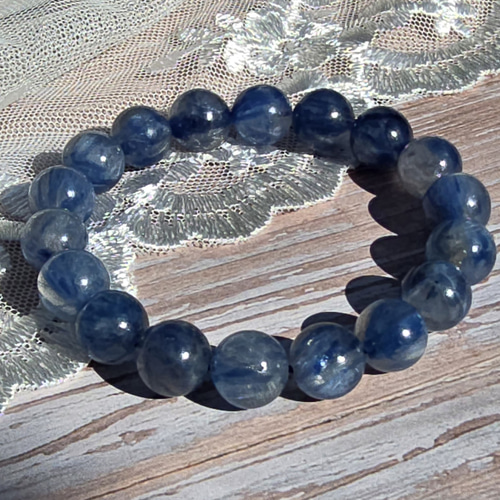 12㎜ カイヤナイトシリカブレスレット内径17cm ブレスレット 福猫