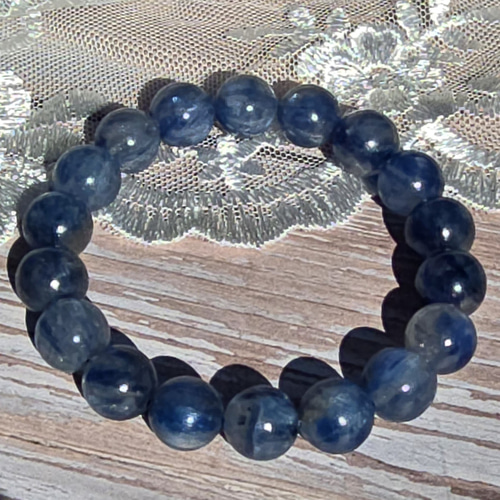 12㎜ カイヤナイトシリカブレスレット内径17cm ブレスレット 福猫