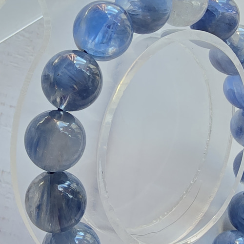 12㎜ カイヤナイトシリカブレスレット内径17cm ブレスレット 福猫