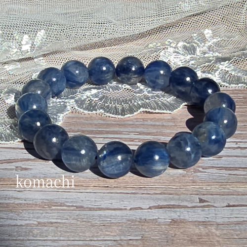 12㎜ カイヤナイトシリカブレスレット内径17cm ブレスレット 福猫