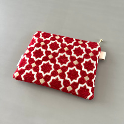 【受注制作】モロッカン生地のポーチ　マムニア　ミニ　レッド 5枚目の画像
