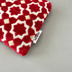 【受注制作】モロッカン生地のポーチ　マムニア　ミニ　レッド 3枚目の画像