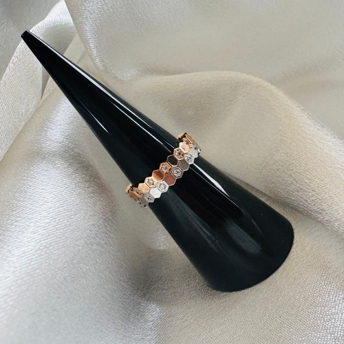 石付き ハニカム 蜂の巣 リング 六角形 指輪・リング Bella