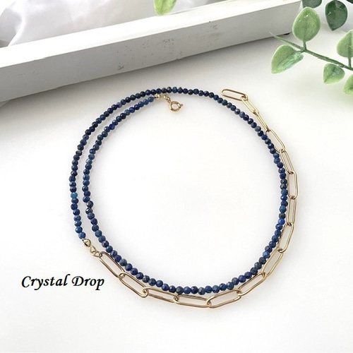 金属アレルギー対応】60cm 2way ラピスラズリ スクエアチェーン