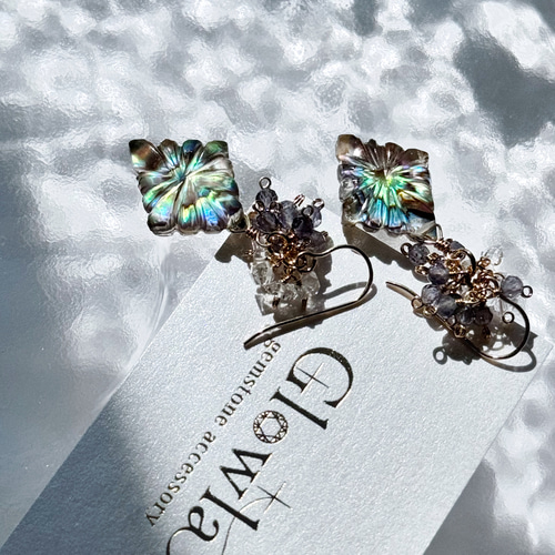 1点のみマザーオブパールアバロンシェル カービングピアスチャーム 1点のみマザーオブパールアバロンシェル カービングピアスチャーム 1点