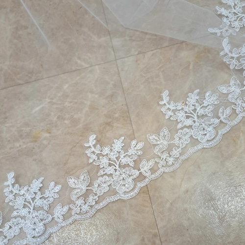 ウェディングベール マリアベール 150×215 花柄レース 刺繍 ウェディングベール マリアベール 150×215 花柄レース 刺繍