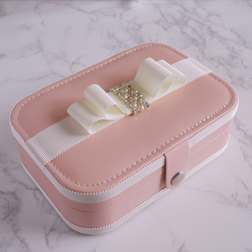 ピンクのリボン装飾アクセサリーケース 再販【即納1点限り】ジュエリーボックス ピンク アクセサリーケース