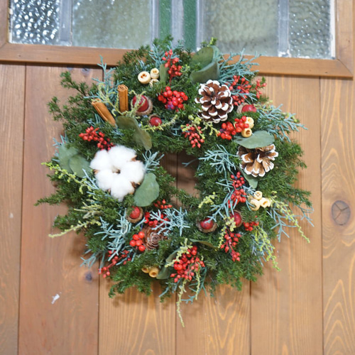 再販クリスマスリース レッド～プリザーブドフラワーリース～ リース