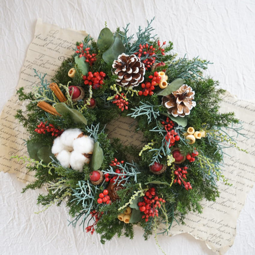 再販クリスマスリース レッド～プリザーブドフラワーリース～ リース