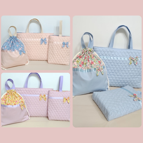 カラー,花柄選べる♪持ち手 リボン付き♡巾着【体操着袋 お着替え袋  