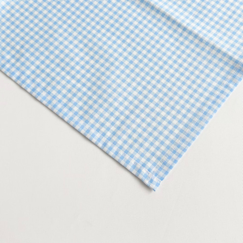 リボン刺しゅうブルー 給食セット 給食袋 ランチョンマット 花柄 巾着