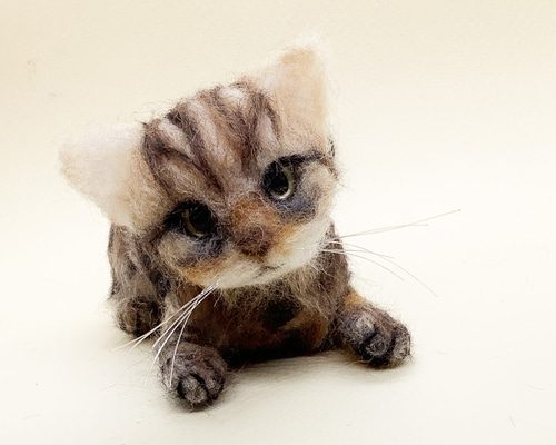 羊毛フェルト　猫　(キジトラ) 羊毛フェルト 猫 キジトラちゃん キジ猫 ねこ ネコ 羊毛フェルト