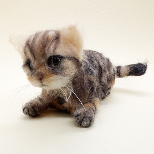羊毛フェルト＊キジトラの子ネコ＊猫＊かわいい 羊毛フェルト moco3871