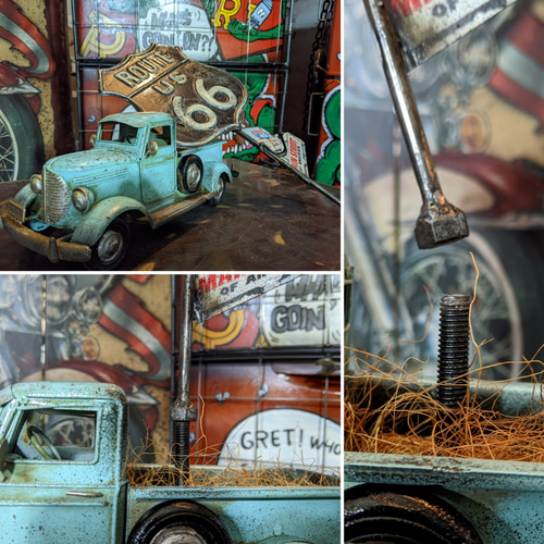U.S. ROUTE 66 アメリカンテーブル　ガレージに アメリカン雑貨 サインプレート 看板 ルート66 ROUTE66 鉢型 Tin
