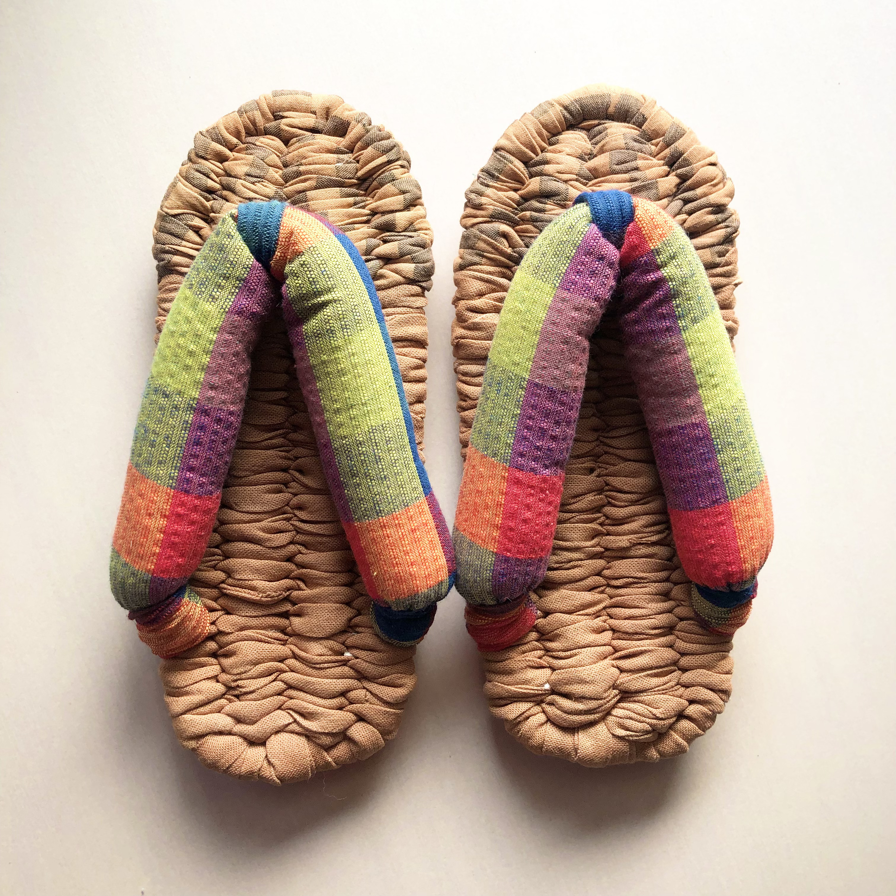 Sサイズ/しじら織り柿渋布ぞうり(ルームシューズ)/足サイズ21〜22cm/雪駄