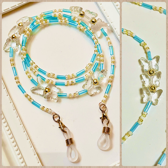 ♪495 ❤️ アンティーク　ビーズ　マスクチェーン　メガネチェーン　ハンドメイド ♪495 ❤️ アンティーク ビーズ マスクチェーン メガネチェーン