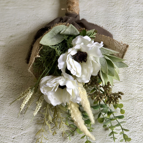 白いアネモネのスワッグ 模様替え お部屋 玄関 インテリア おしゃれ