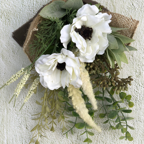 白いアネモネのスワッグ 模様替え お部屋 玄関 インテリア おしゃれ