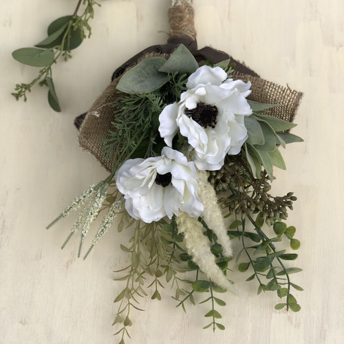 白いアネモネのスワッグ 模様替え お部屋 玄関 インテリア おしゃれ