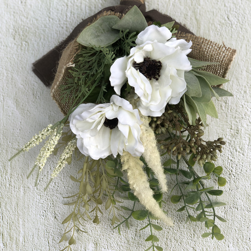 白いアネモネのスワッグ 模様替え お部屋 玄関 インテリア おしゃれ