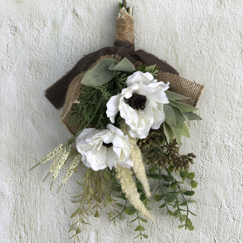 白いアネモネのスワッグ 模様替え お部屋 玄関 インテリア おしゃれ