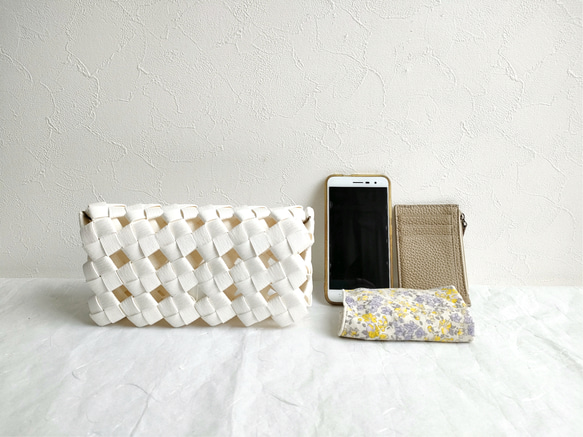 【8色より選べる】大人かごバッグ スマホ ショルダー クラッチ  2way  ギフトにもおすすめ 6枚目の画像