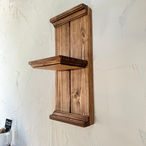 イギリスアンティーク木製ウォールシェルフ/壁掛けラック/飾り棚(91