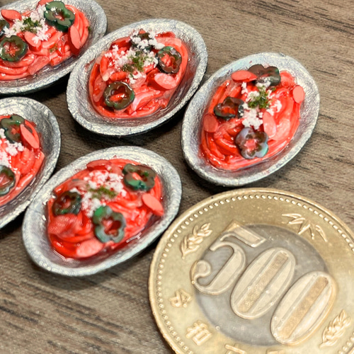 昭和レトロなナポリタン 銀の皿 ミニチュア 1/12サイズ 送料無料