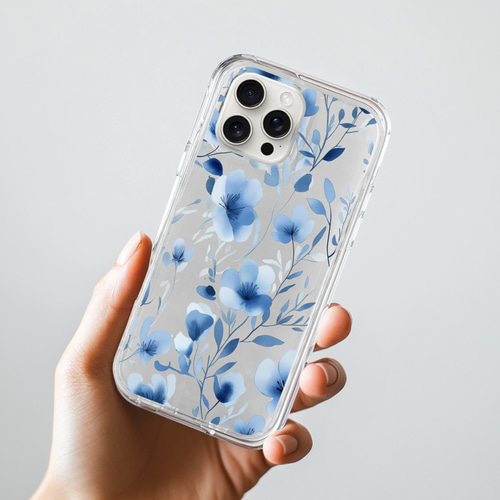 ワイルドフラワー Lilac and Blue Floral iPhoneケース 花柄 青
