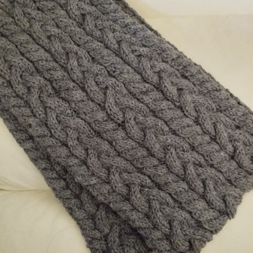 グレーみつあみケーブルアランマフラー手編み マフラー sakuracherry16