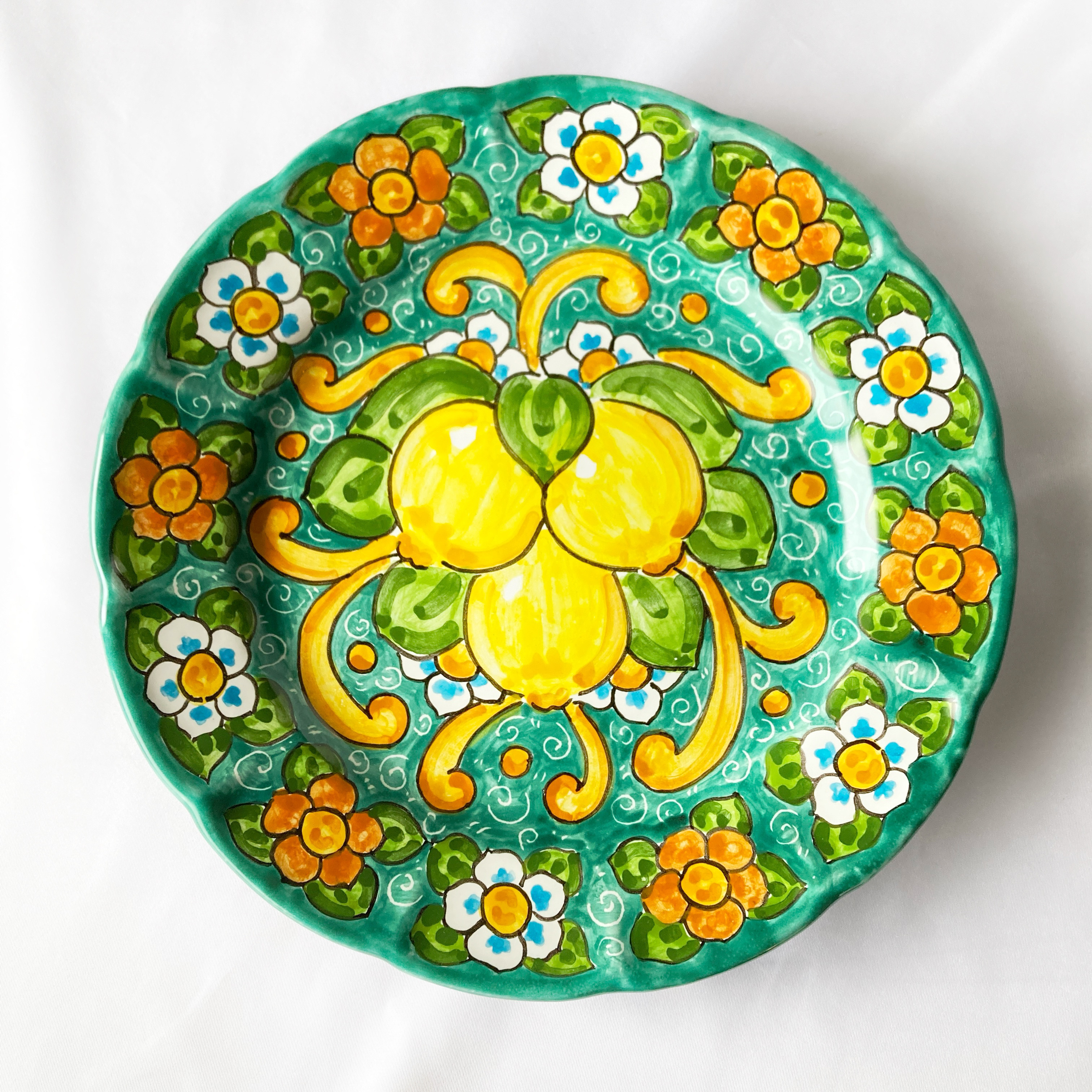 絵皿 26cm GEO056 マヨリカ焼き イタリア陶器 レモン柄 ディナー