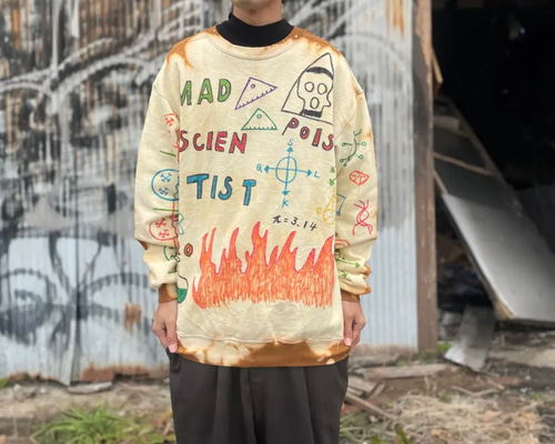 古着　sweat スウェット　トレーナー　ブリーチsweat リメイク　個性派 古着 ヴィンテージ vintage sweat スウェット トレーナー
