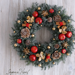 クリスマス・リース（4）～ Joyeux Noël ～ 29cm（プリザ） アート