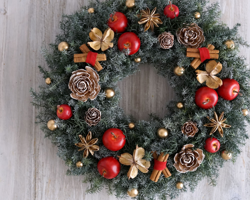 クリスマスリース クリスマス・リース（4）～ Joyeux Noël ～ 29cm（プリザ） アート