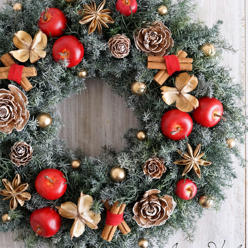 クリスマス・リース（4）～ Joyeux Noël ～ 29cm（プリザ） アート