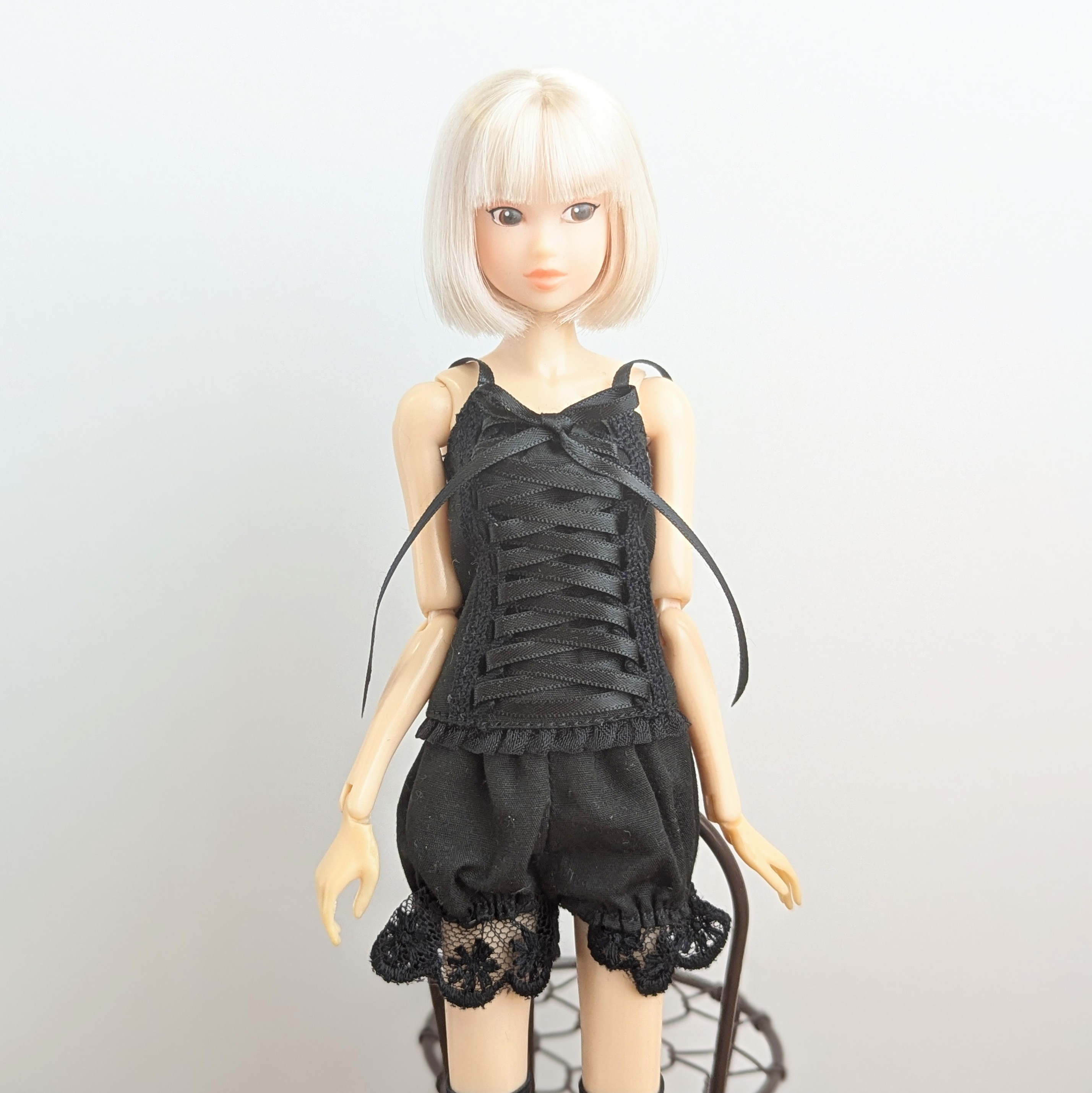 JANEストライプ黒×ピンクキャミソールリボン編み上げ 超希少GLAMOROUS