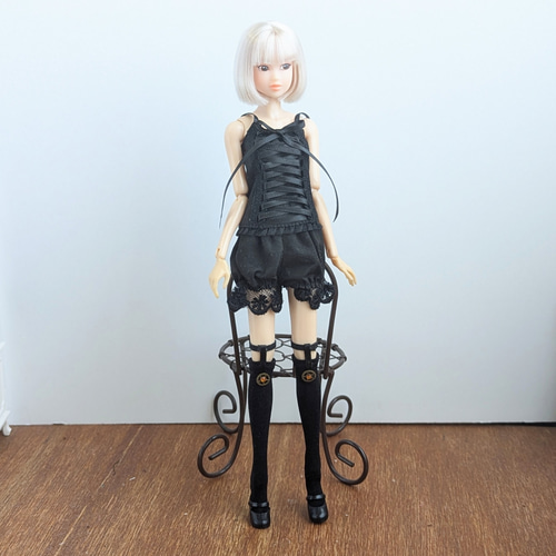 1274※単品※黒の編み上げリボンキャミソール※momokodollアウトフィット