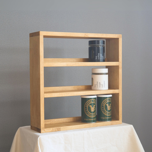 スパイスラック3段【キッチン収納/オープンシェルフ/小物入れ/木製