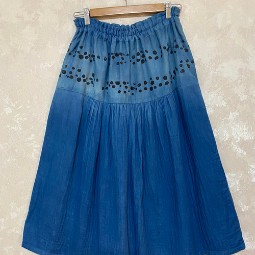 新品 45rpm正規店購入 インディゴロングスカート　サイズ2 45RPM 藍染コットンロングスカート 45rpm ロングスカート インディコ