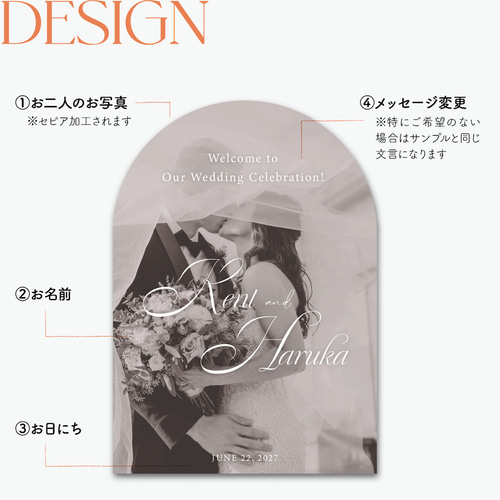 5日以内発送可】ウェルカムボード・パネル印刷 │アーチ型│結婚式 前