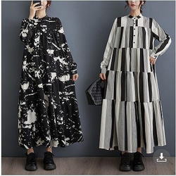 ロング ワンピース 大きいサイズ レディース 秋冬 春 新品 長袖 シャツ