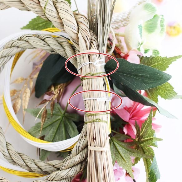 ・お正月飾り しめ縄 2WAY スワッグ＜ピオニー ピンク＞ アートフラワー しめ縄飾り 6枚目の画像