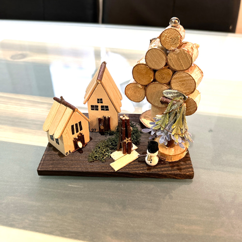 ミニチュア 切り株 ハンドメイド 置き物