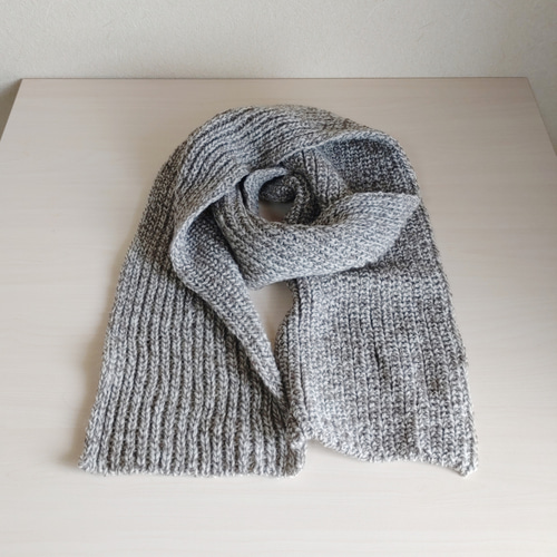 ブリオッシュ編みのたっぷりマフラー ミックスブラウン マフラー