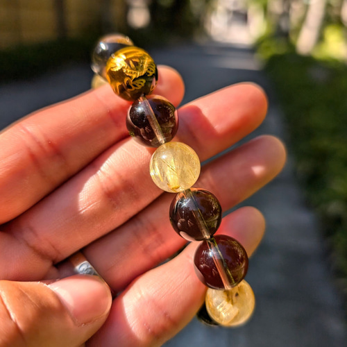 金彫皇帝龍 タイガーアイ ゴールドルチルクォーツ スモーキークォーツ