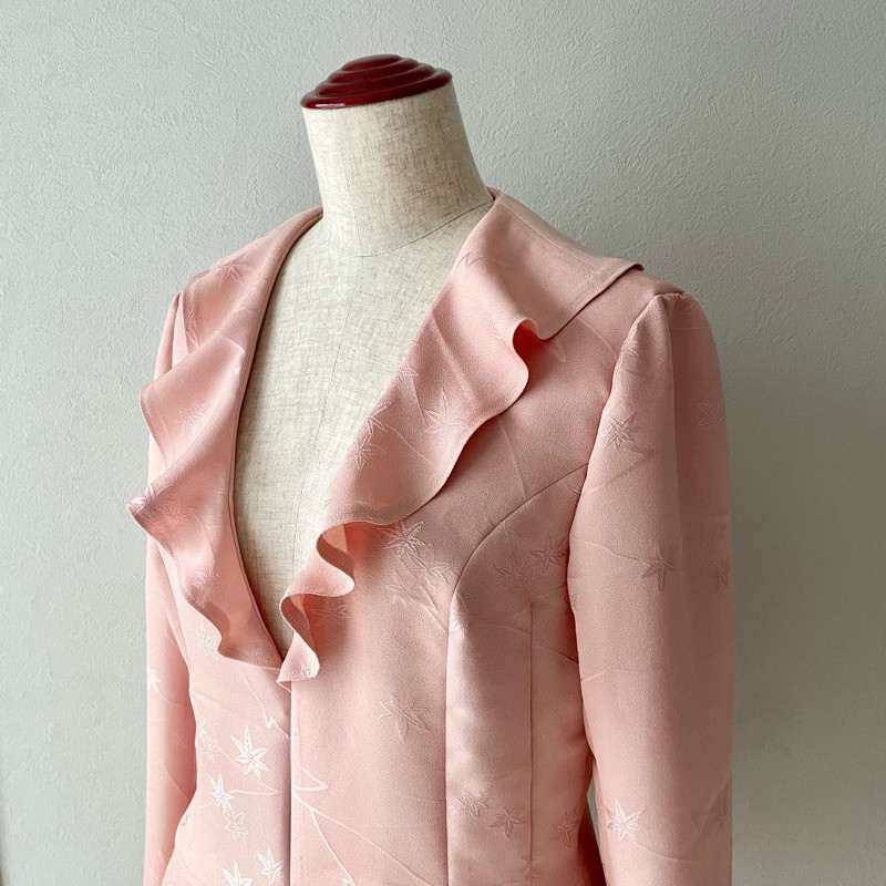 ペプラム & フリルカラージャケット/ kimono flared and frilled collar jacket