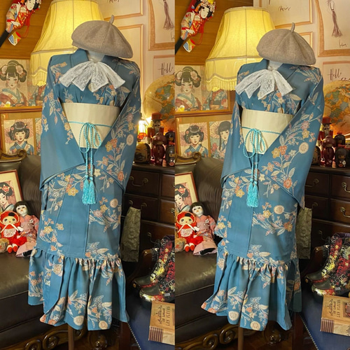 作家ハンドメイドガウン羽織りワンピース