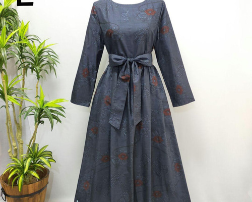 着物リメイク ワンピース 2WAY 花柄 ロング ギャザー 大人かわいい