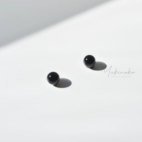BLACK ONYX 大粒 天然石オニキスピアス 10mm S925 HP011SP